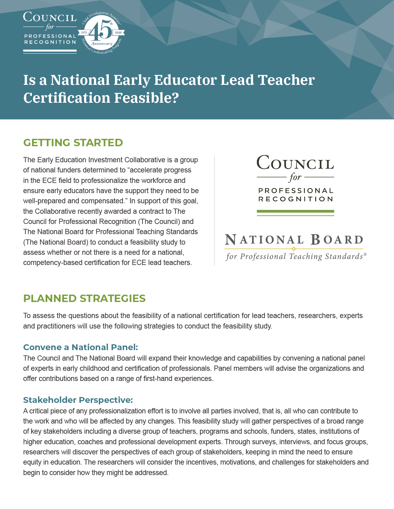 Lead Teacher Fact Sheet Council for Professional Recognition